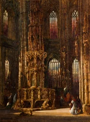 Interiør av St. Lawrence-kirken, Nürnberg, ca. 1875